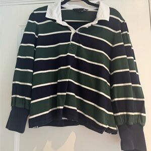 Veronica Beard Green and Navy Rugby Shirt